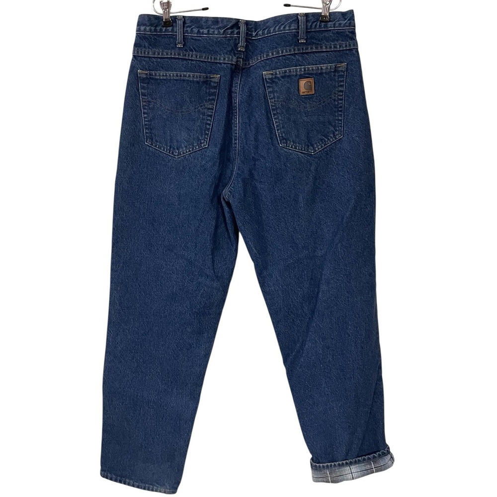 Vtg Carhartt Mens Relaxed Fit Straight Leg Flannel Lined Jean B21 Workwear 38x32 - Picture 4 of 15